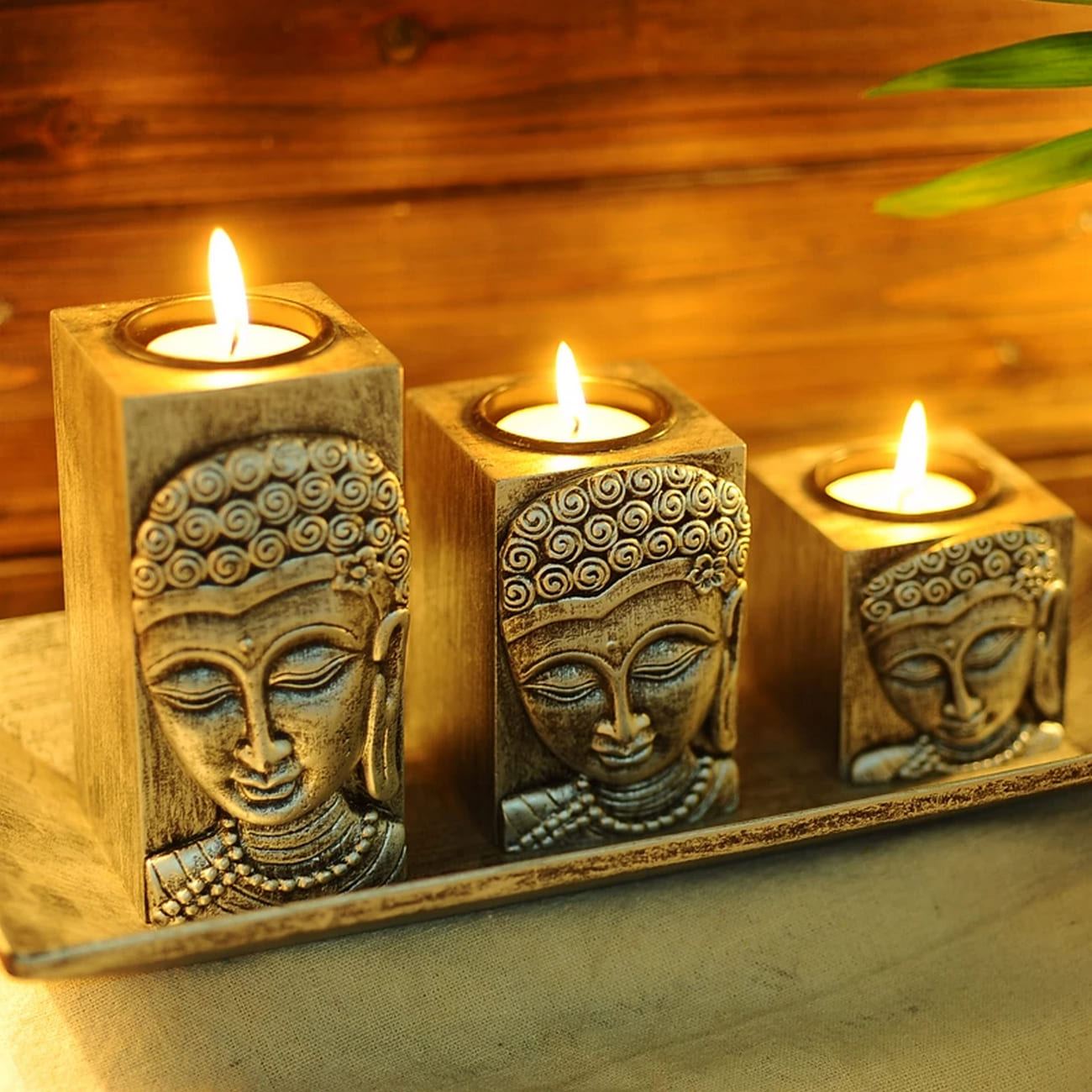 Porta Velas Buda Yoga Meditacion + Velas Feng Shui